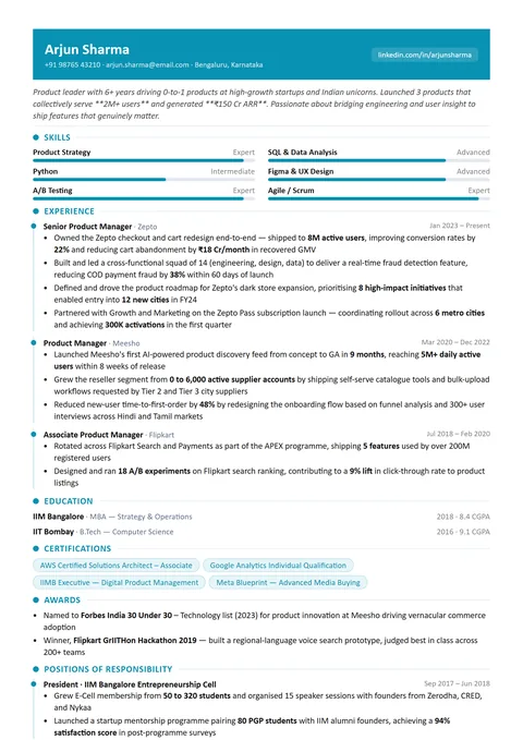 Visual Story resume template