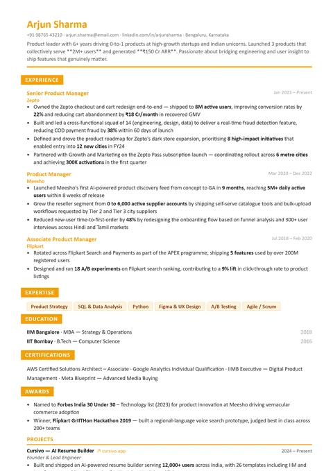 The Marketer's Resume resume template