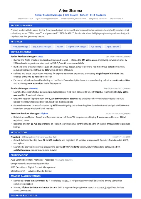 Naukri Optimised resume template
