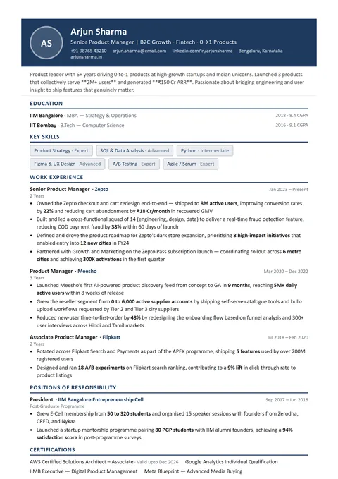India-Ready (Photo) resume template