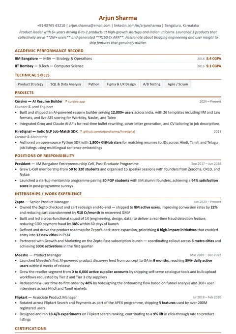 Fresher First resume template