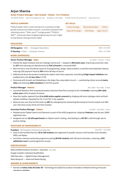 The Snapshot Resume Template — Cursivo