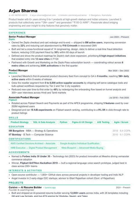 The Founder's Resume Resume Template — Cursivo